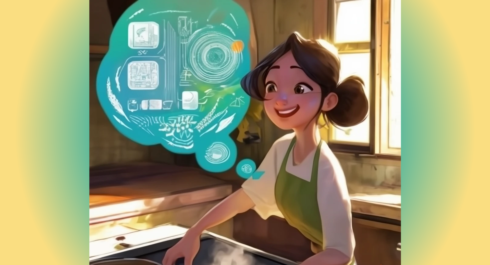 Illustration of a characters in the kitchen