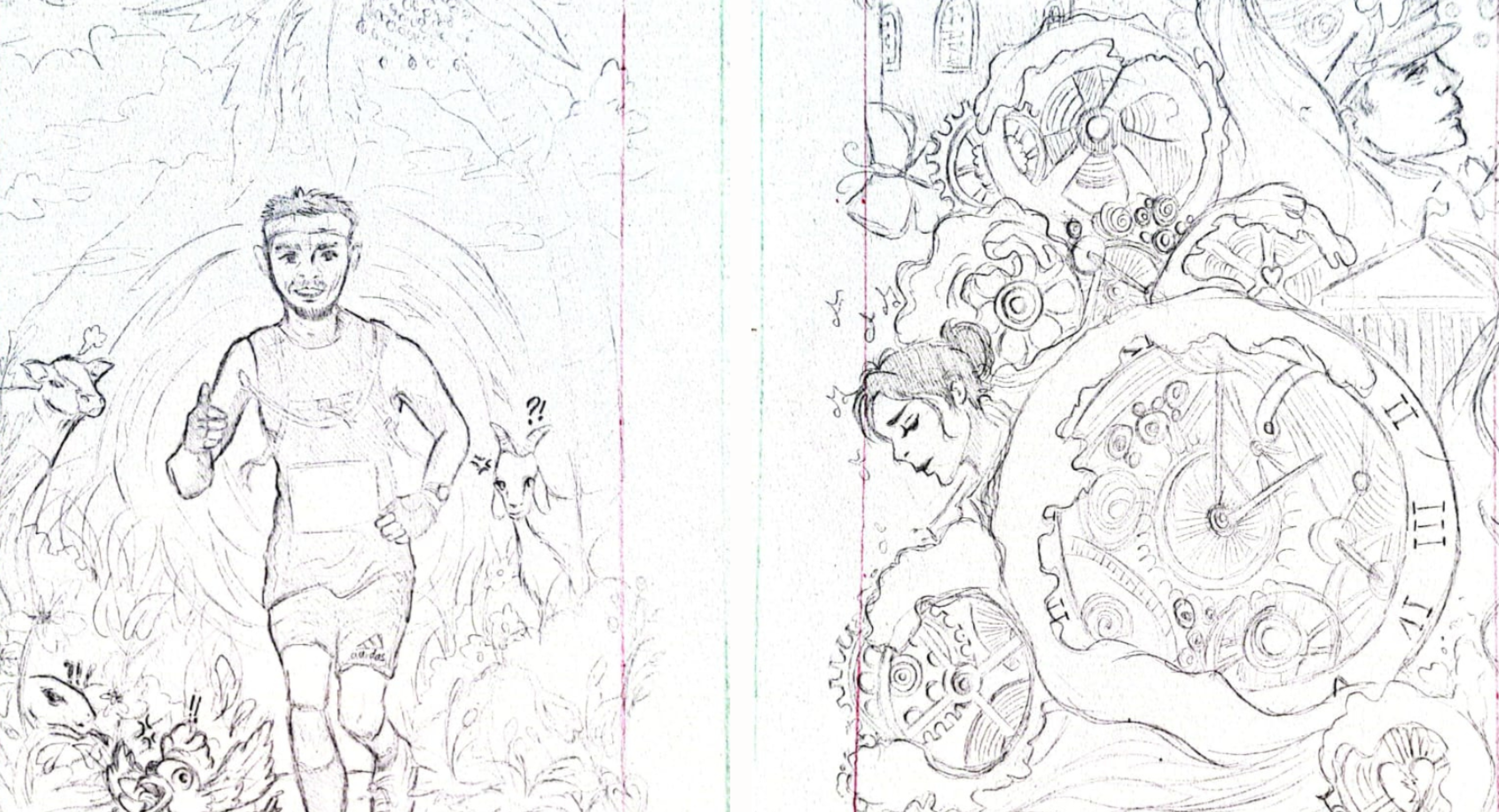 Draft illustrations from the Milestones zine